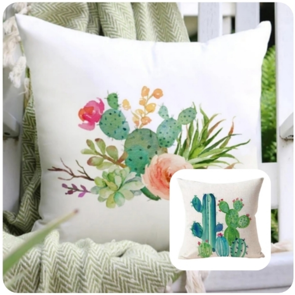 Set of 2 17" x 17" Cactus Throw Pillow Covers
